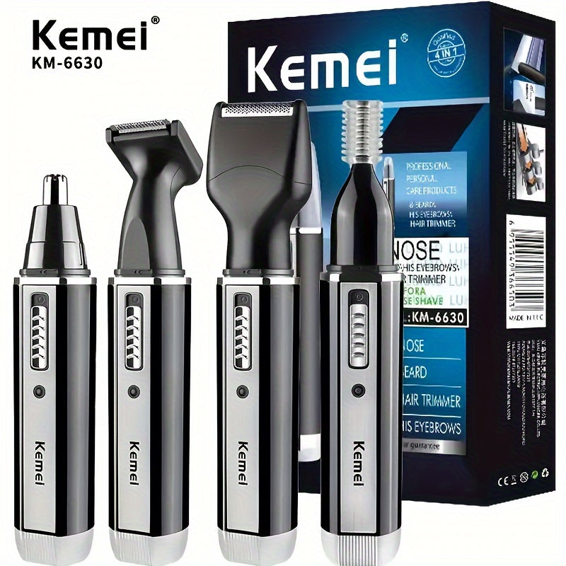 KM-6630 Four-In-One Professional Rechargeable Nose And Ear Hair Trimmer for Men'S Personal Grooming.