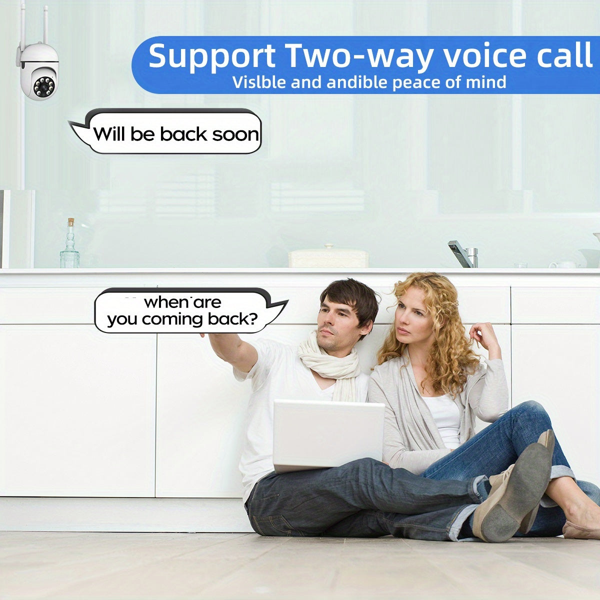 1pc Full-Color Night Vision Wireless WiFi Camera | 1080P Full HD, Dual-Use Indoor/Outdoor, 2-Way Audio, PTZ Technology, Smart Home Security, Motion Tracking, Suitable for Elderly and Pet Monitoring, Wall Hanging, Non