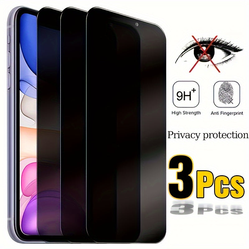 3pcs Full Cover Privacy Screen Protector for iPhone 11 12 13 14 15 16 17 PRO MAX Privacy Glass for iPhone 14 Pro 15 Pro Max Tempered Glass On The for iphone 14 Plus 15 Plus 16e 17 Air Glass Film Privacy, Phone Screen Protecto