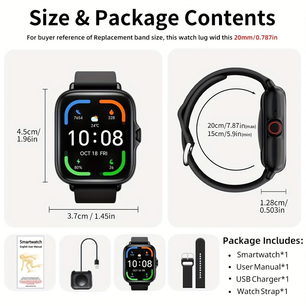 Sports Smart Watch, 1. 83'' Full Touch Screen Display with Message, Answer Make Call Smartwatch, Sleep Monitoring, Sports Pedometer, Information Alerts, for iPhone Android Phones, Smartbands Fitness Watch for Women Men Friend
