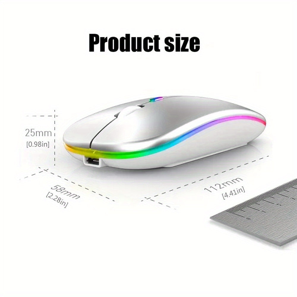 Rechargeable Wireless Mouse Designed for Computers, Featuring an Ergonomic USB Design, Silent Operation, And RGB Backlighting, Suitable for Laptops, Pcs, And Ipads.