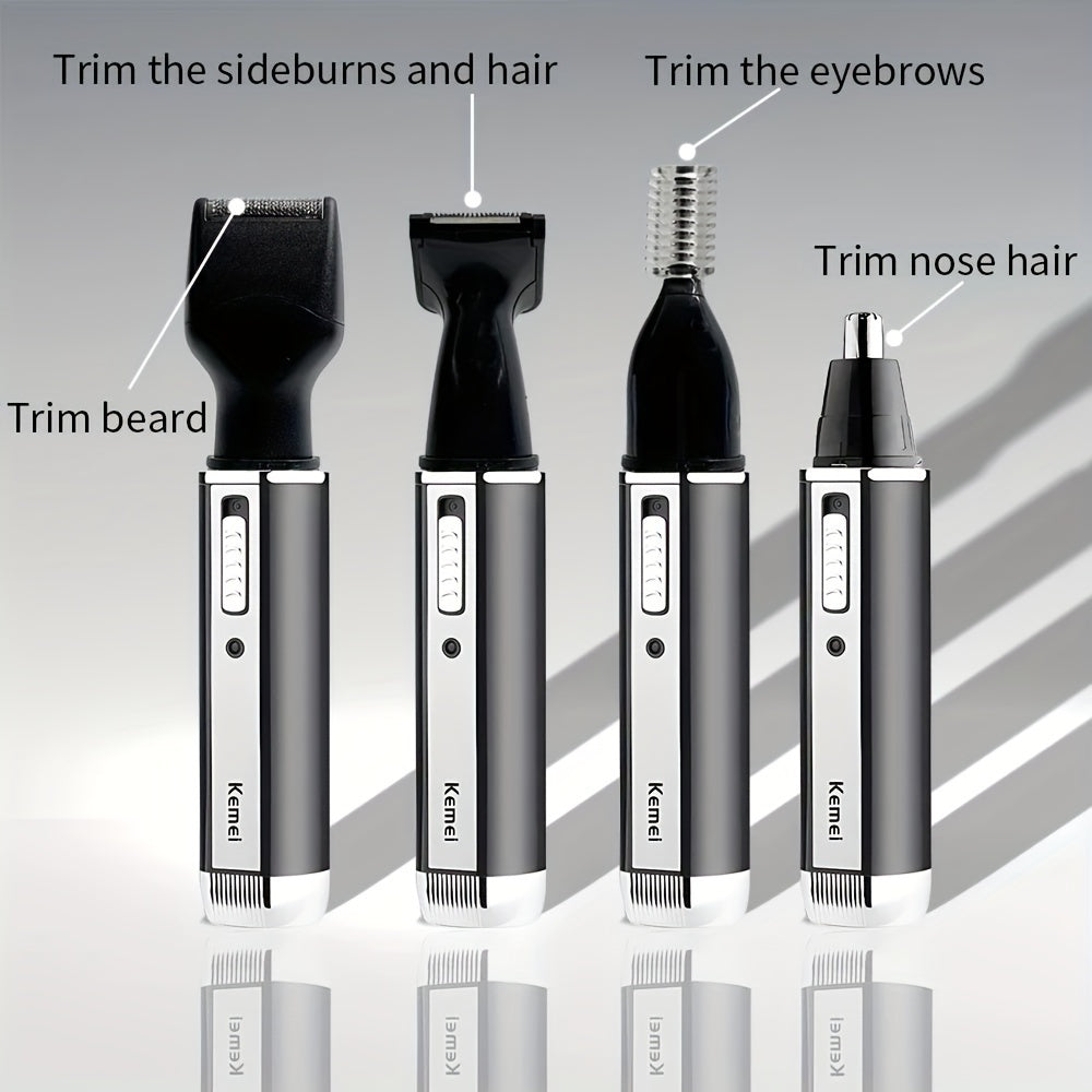 KM-6630 Four-In-One Professional Rechargeable Nose And Ear Hair Trimmer for Men'S Personal Grooming.