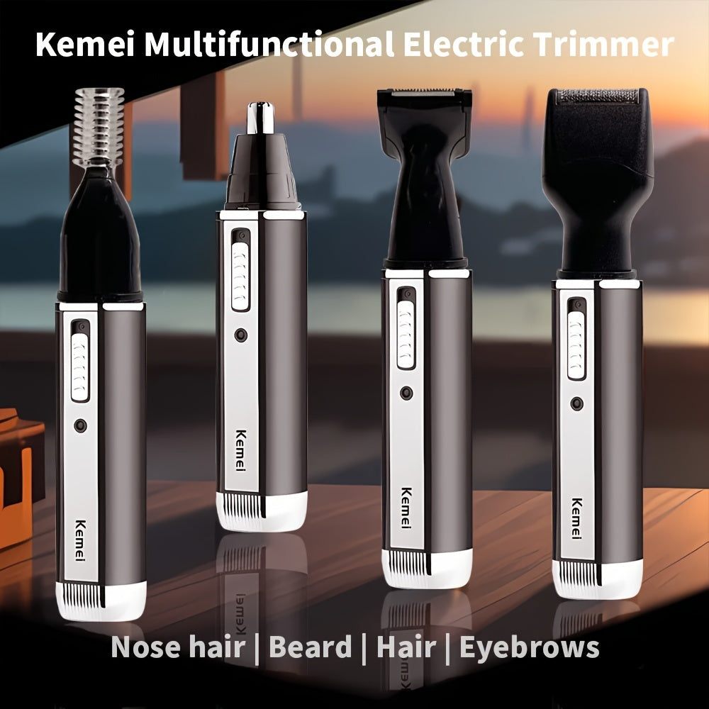KM-6630 Four-In-One Professional Rechargeable Nose And Ear Hair Trimmer for Men'S Personal Grooming.