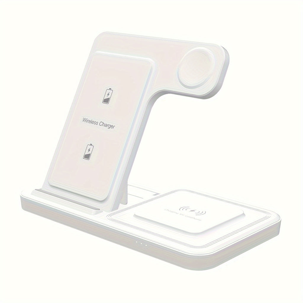 TIMESS-Wireless Charging Station 3-in-1 Standard 15W Fast Mag-Safe Charger Stand with QC3.0 Adapter, Suitable for iPhone 15 14 13 12 11 X 8 Pro Max/Pro/Mini/Plus, for iWatch Ultra 9/8 7/6/5/4/3/2, for Airpods 3/2