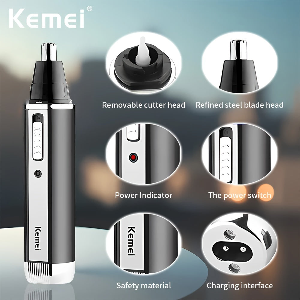 KM-6630 Four-In-One Professional Rechargeable Nose And Ear Hair Trimmer for Men'S Personal Grooming.