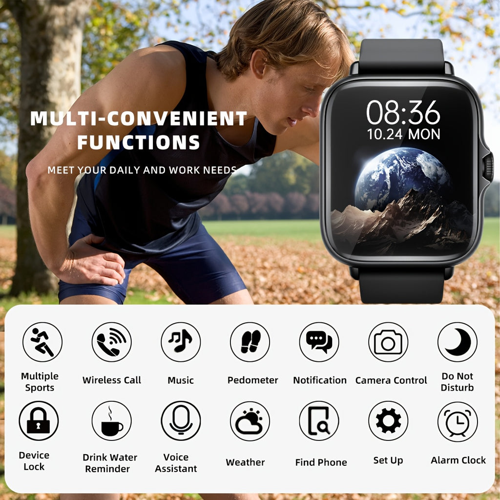 Sports Smart Watch, 1. 83'' Full Touch Screen Display with Message, Answer Make Call Smartwatch, Sleep Monitoring, Sports Pedometer, Information Alerts, for iPhone Android Phones, Smartbands Fitness Watch for Women Men Friend