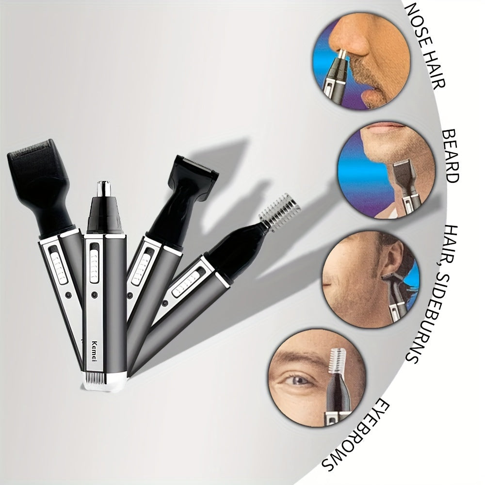 KM-6630 Four-In-One Professional Rechargeable Nose And Ear Hair Trimmer for Men'S Personal Grooming.