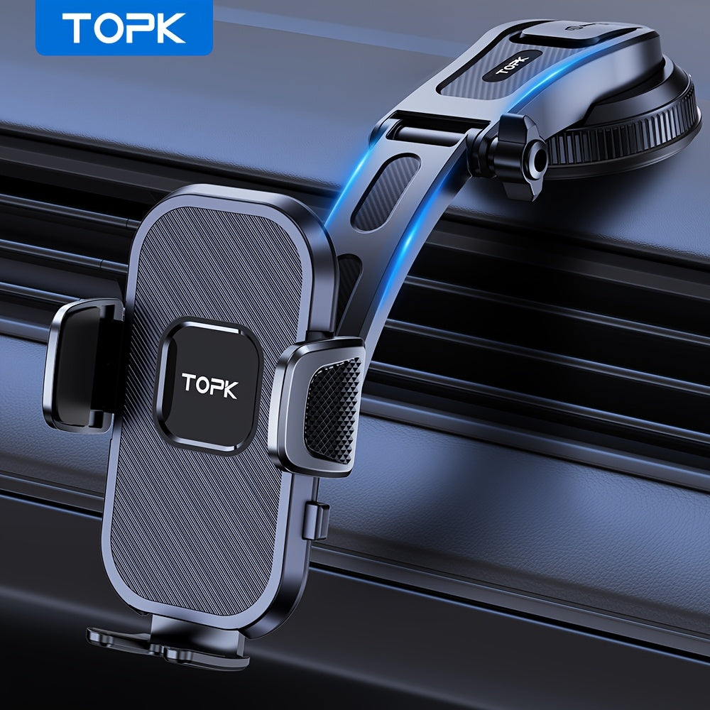 D38-C Car Phone Holder Mount by TOPK, Enhanced Adjustable Cell Phone Holder for Car Dashboard, Works with All Phones in Both Horizontal And Vertical Positions