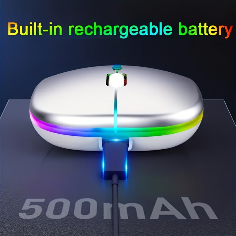Rechargeable Wireless Mouse Designed for Computers, Featuring an Ergonomic USB Design, Silent Operation, And RGB Backlighting, Suitable for Laptops, Pcs, And Ipads.