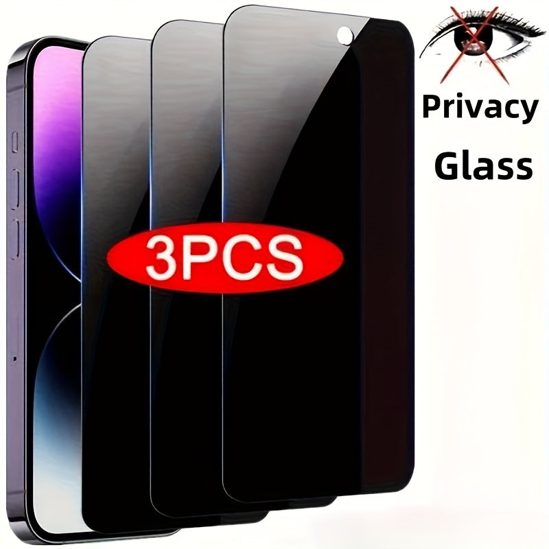 3pcs Full Cover Privacy Screen Protector for iPhone 11 12 13 14 15 16 17 PRO MAX Privacy Glass for iPhone 14 Pro 15 Pro Max Tempered Glass On The for iphone 14 Plus 15 Plus 16e 17 Air Glass Film Privacy, Phone Screen Protecto